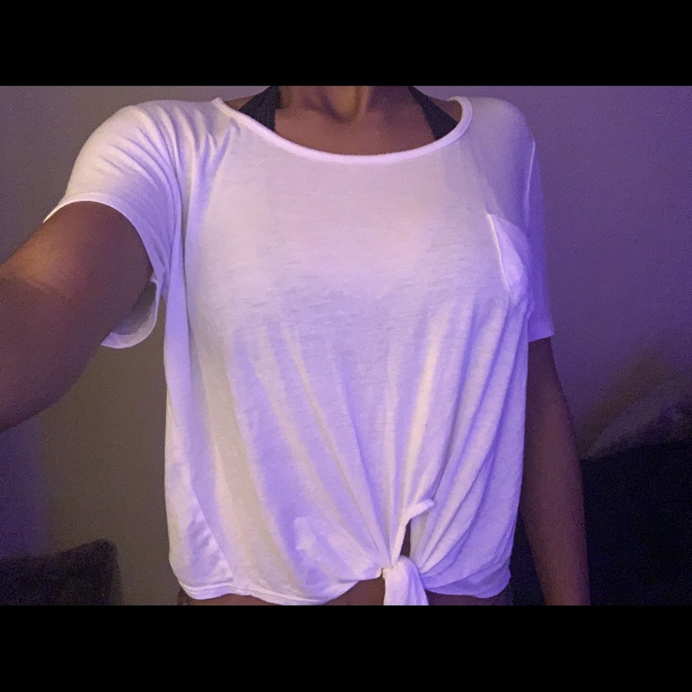 White Bottom Tie Tee